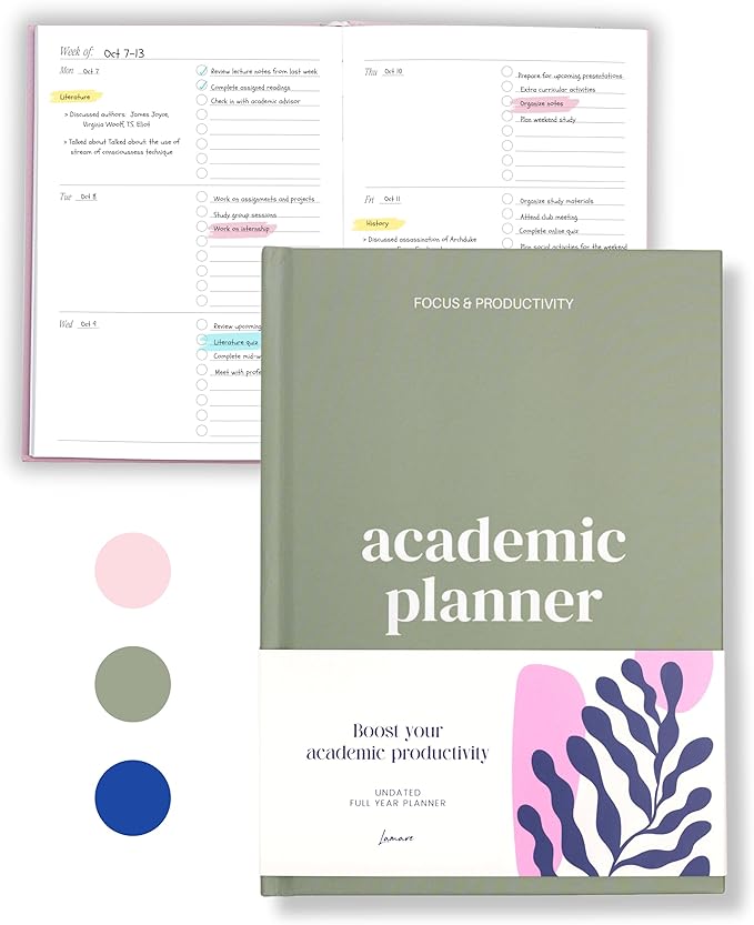 Lamare Academic Planner 2025-2026 – Undated Weekly College Student Planner 2025-2026 For Homeschool, High School, College & Nursing Students
