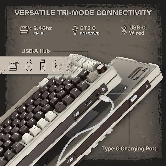 RK ROYAL KLUDGE L75 Gasket Mount Mechanical Keyboard w/Knob/Macro Keys & Touchable Nameplate, Tri-Mode 75% TKL Wireless Keyboard BT/2.4G/USB-C, Hot Swappable, Pro Software, Massive 8000mAh Battery