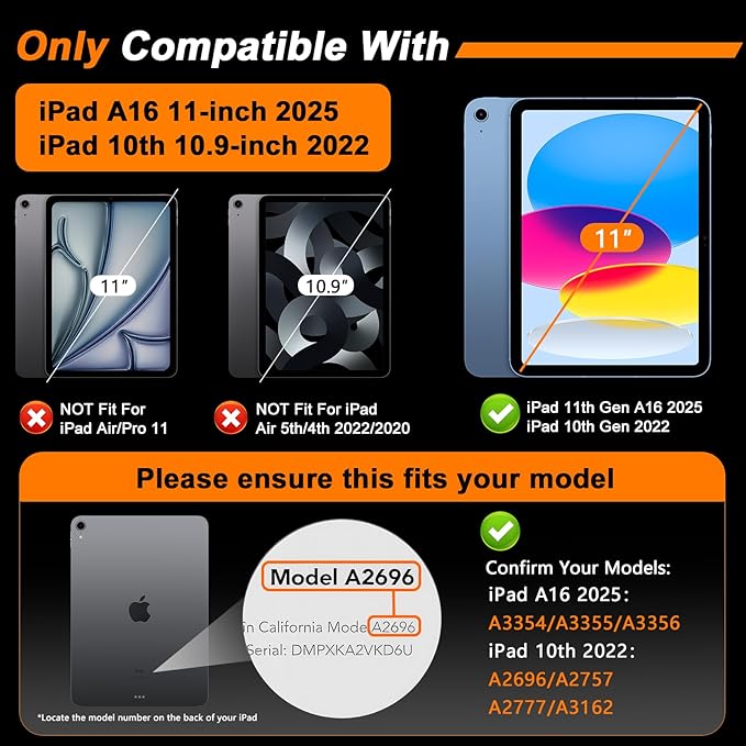 SIBEITU 2 Pack for iPad A16 11th/10th Generation (11/10.9 Inch 2025/2022) Screen Protector, 9H Hardness Shatterproof Tempered Glass with Easy Application kit, Support Apple Pencil, Touch Sensitive