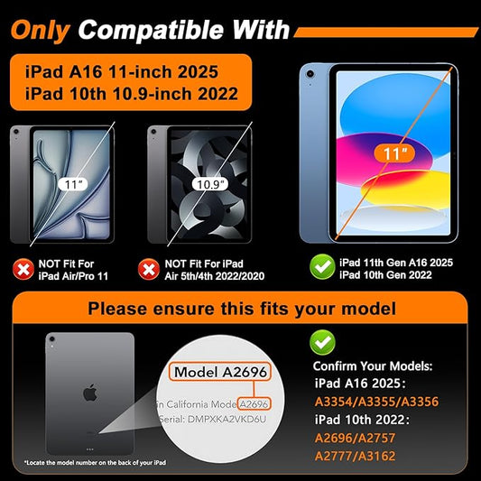 SIBEITU 2 Pack for iPad A16 11th/10th Generation (11/10.9 Inch 2025/2022) Screen Protector, 9H Hardness Shatterproof Tempered Glass with Easy Application kit, Support Apple Pencil, Touch Sensitive