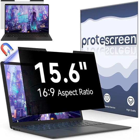 Magnetic 15.6 Inch Laptop Privacy Screen for 16:9 Computer Monitor, Removable Anti Glare Blue Light Filter Protector, 15 in Privacy Shield Compatible with Lenovo Hp Dell Acer Asus Thinkpad Envy Xps
