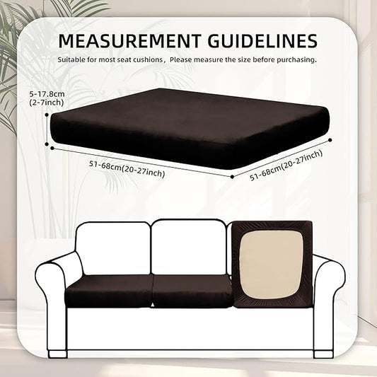 8Pcs Stretch Velvet Patio Cushion Cover,Fluffy,for Fall Outdoor Couch Cushion Cover Replacement,Washable Indoor Outdoor Cushion Slipcovers(Coffee,Cover Only)