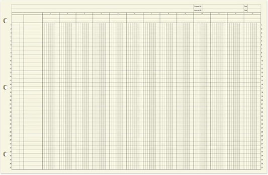 BookFactory Ledger Pad Large 13 Column Accounting Ledger Columnar (Thirteen Columns) Pads - 17'' x 11'', 50 Pages, Notepad Landscape Format (PAD-050-CLCPD3(17x11-Ledger-13)-AX)
