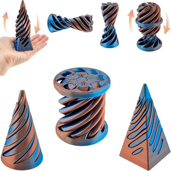 3 Packs Impossible Cone, Spiral Cone Fidget Toy 3D Printed Spiral Cone Toy, Pyramid Passthrough Sculpture, Mini Cones Pass Through Pyramid Fidget Toy for Stress and Anxiety Relaxing