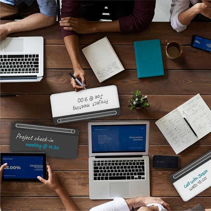 Audio-Visual Direct White Glass Desktop Notepad Set - Dry Erase Board with Marker, Eraser & Sticky Notes -