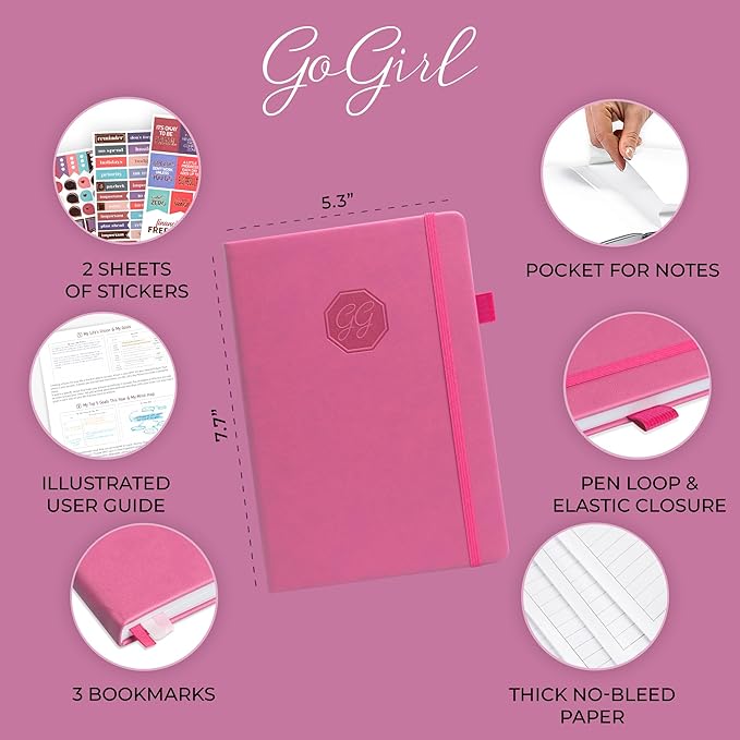 GoGirl Weekly Schedule Planner – Hourly Work & Life Planner with Time Slots – Vertical Agenda Organizer for Daily Productivity, A5 (Violet Blossom)