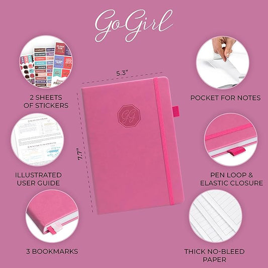 GoGirl Weekly Schedule Planner – Hourly Work & Life Planner with Time Slots – Vertical Agenda Organizer for Daily Productivity, A5 (Violet Blossom)