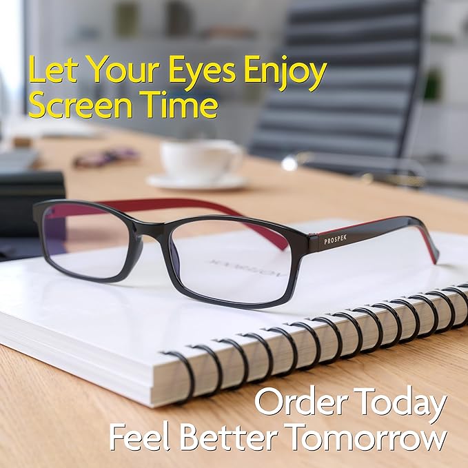 PROSPEK Blue Light Reading Glasses for Men and Women, Computer Reading Glasses 2.00 with Blue Light Protection and Clear Lens, Anti Eyestrain Glasses