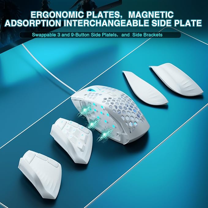 SOLAKAKA SM809 MMO Gaming Mouse Wired RGB with 9 Side Buttons,24000 DPI High Precision Sensor Optical Ergonomic Gamer Mouse,16 Programmable Custom Macro Shortcuts Remapping PC Gaming Mice for FPS MOBA