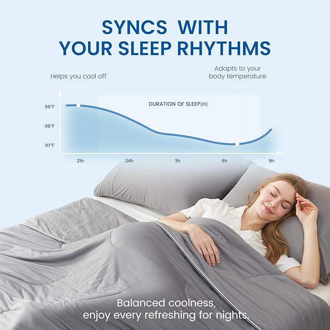 Cozy Bliss Cooling Comforter Twin Size Dual-Sided, Ultra-Soft Cooling Blankets for Hot Sleepers and Night Sweats, Breathable Lightweight Silky Smooth, Dark Grey