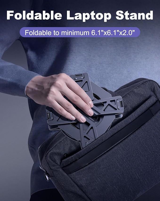 Adjustable Laptop Stand for Desk - Foldable Gaming Laptop Stand with 2 360° Rotating Base - Ergonomic Desk Laptop Holder Riser for MacBook Pro/Air Dell Lenovo HP 11"-16" Laptops