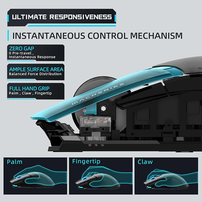 Machenike Wireless Gaming Mouse,26,000 DPI,PAW3395 Sensor,RGB Backlit,Ergonomic Design,6 Programmable Buttons,Long Battery Life,Ultra-Lightweight,White Gaming Mice Compatible with PC, Mac