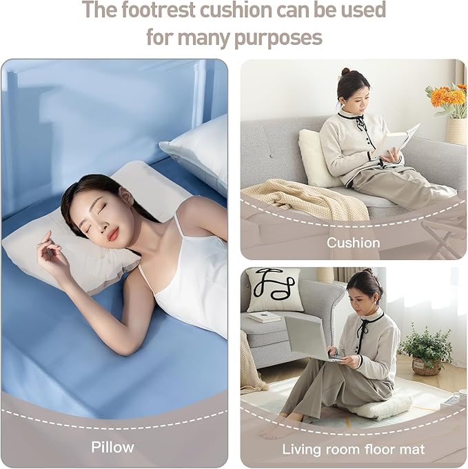 LITA Folding Footrest Stool, Portable Ottoman Foot Rest, Upholstered Small Foldable Ottoman Stool with Detachable Thick Cotton Cushion Padded Sofa Stool for Living Room, Bedroom, Plush Beige