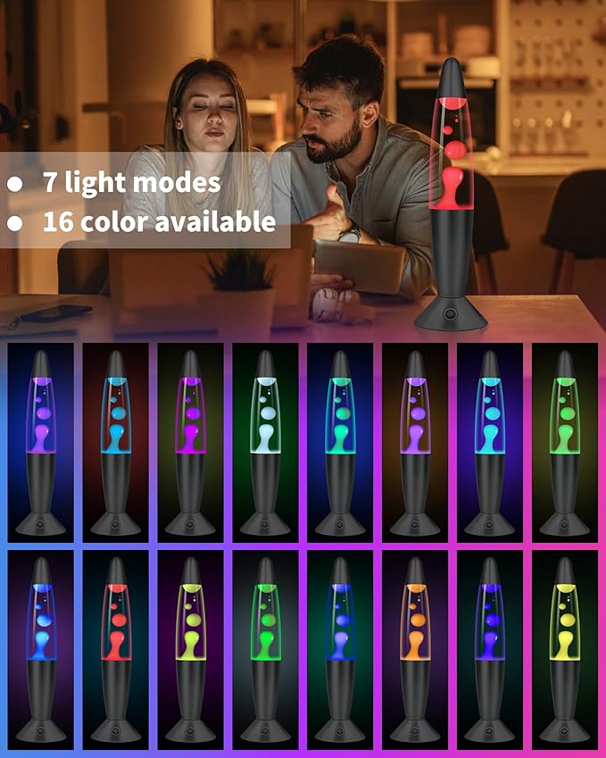 Black Liquid Motion Lamps 17 Colors Changing with Remote, 13.5 Inch LED Night Light for Kids Adults, Mood Lighting Small Table Lamp for Bedroom Nightstand Office Decor, Cool Birthday Christmas Gifts