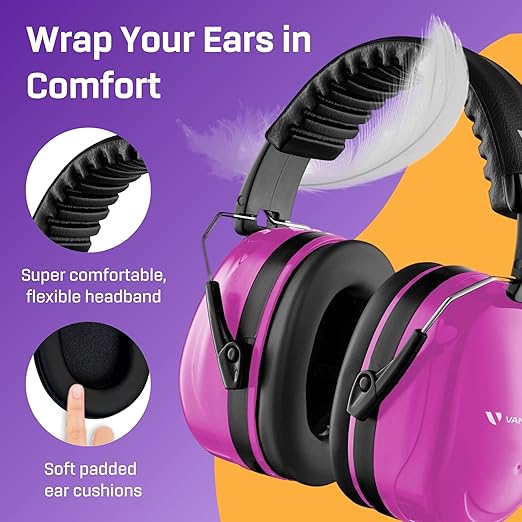 Vanderfields Hearing Protection Ear Muffs for Noise Reduction, 33dB Certified, Noise Cancelling Safety Ear Protection for Shooting, Adult Headphones for Lawn Mowing, DIY, Construction, Woodworking