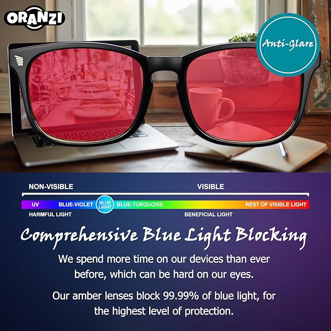 2 pack 99% Blue Light Blocking Glasses, Red Lens Computer Gaming Glasses for Men Women Anti Fatigue & Eye Strain