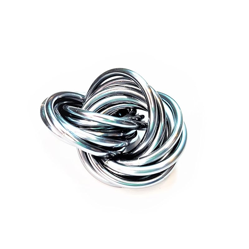 Möbii Fidget Ball (Solid Color): Quiet Mobius ADHD Anxiety Stim Stress Relief Toy Tool for Home Travel Office or Desk (Medium, Half, Mercury Silver)