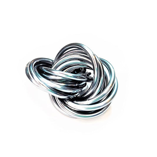 Möbii Fidget Ball (Solid Color): Quiet Mobius ADHD Anxiety Stim Stress Relief Toy Tool for Home Travel Office or Desk (Medium, Half, Mercury Silver)