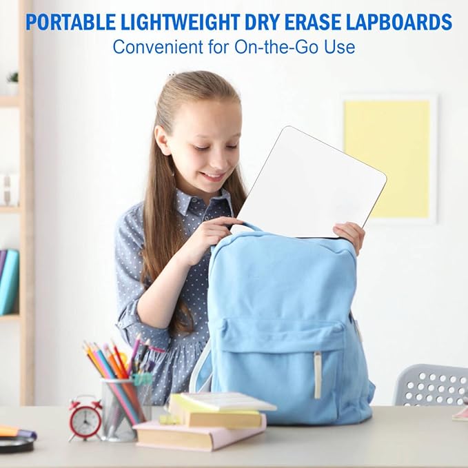 6 Pack Small Dry Erase Boards Classroom Pack 12 x 9 Inch Double Sided Mini White Boards Portable Dry Erase LapBoards for Teacher Supplies with 6 Erasers and 6 Markers