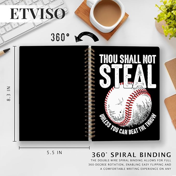 Funny Baseball Notebook, Baseball Coach Gifts Notebooks for Note Taking, Gifts for Baseballs Lovers Journal, Thou Shall Not Steal Retro Baseballs Journals for Writing, 5.5x8.3 Inch