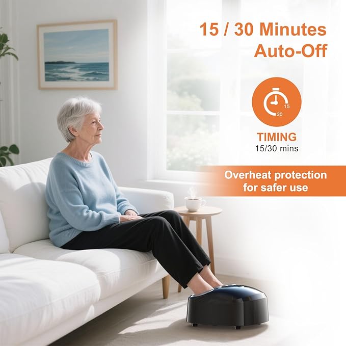 Shiatsu Foot Massager with Heat Feet Massager for Plantar Fasciitis, Neuropathy with Air Compression, Deep Kneading, Multiple Modes & Adiustable Intensity, Gifts for Women Men, Size 13