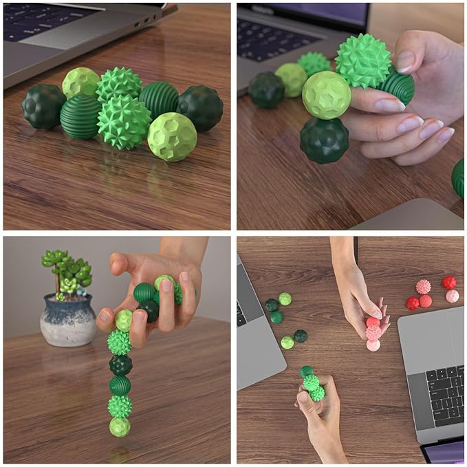 Magnetic Sensory Fidget Balls (8PCS), Weighted Magnet Balls Fidget Toys for Teens Adult ADHD Autism Anxiety, Quiet Stress Relief Office Desk Gadgets, Hand Therapy Sensory Toy Items Gift (Green)