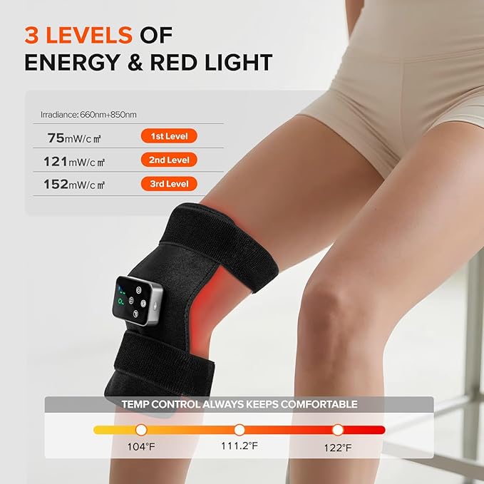 Cordless Red Light Therapy Belt, 3000mAh Battery Rechargeable Magnetic LED Screen Controller, Portable & Cordless, 12.4" * 5.7" Cordless Infrared Red Light Therapy for Body Back Knee Leg Pain Relief