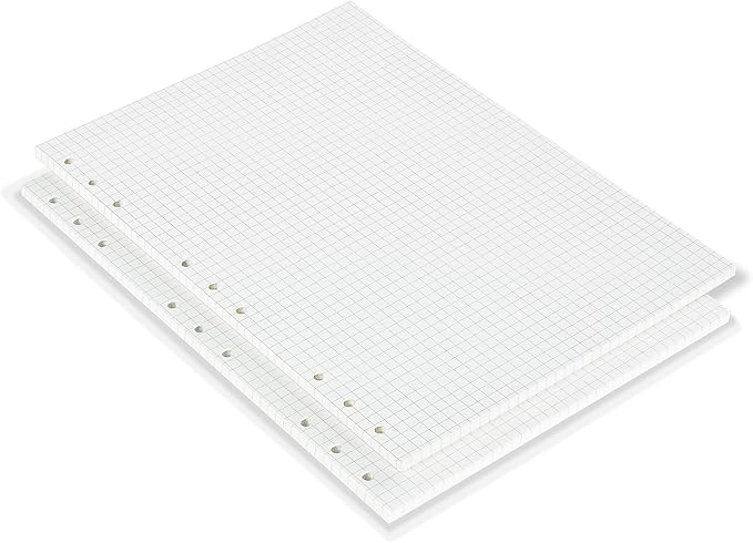90 Sheets Planner Refill Paper 5mm Squared Inserts Paper B5 9 Holes Binder Grid Notepaper for Filofax Bullet Journals Diary (7.09x10.04 inch)