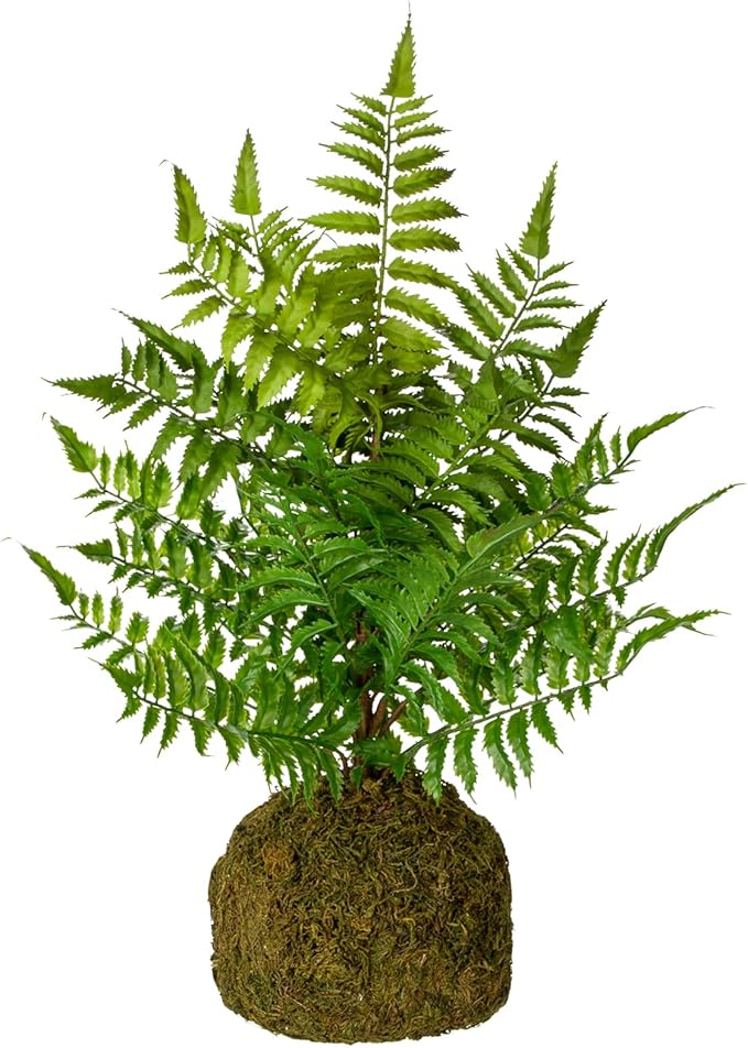 Fake Plants 18'' Tall Artificial Boston Fern Plant Realistic Faux Plants with Mossy Plant Bale, Ferns Artificial Plants Indoor Potted Plants Artificial Decor for Home Office Farmhouse Kitchen Bathroom