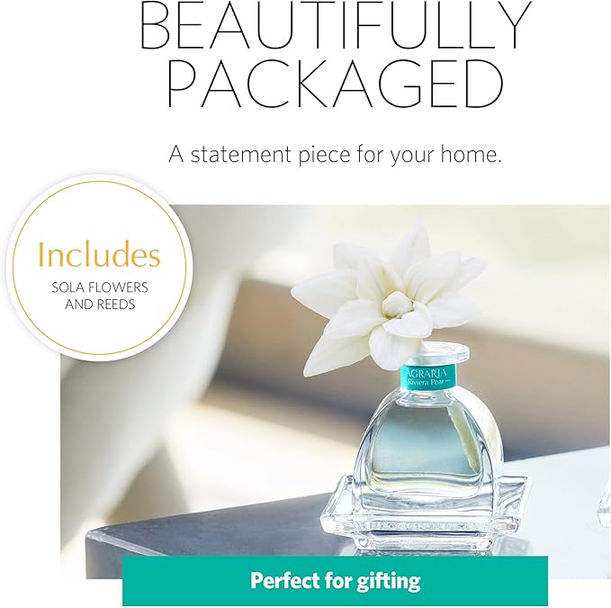AGRARIA PetiteEssence Botanical Home Fragrance Gift Set, Hand Crafted Sola Flower Scented Oil Reed Diffuser for All Occasions