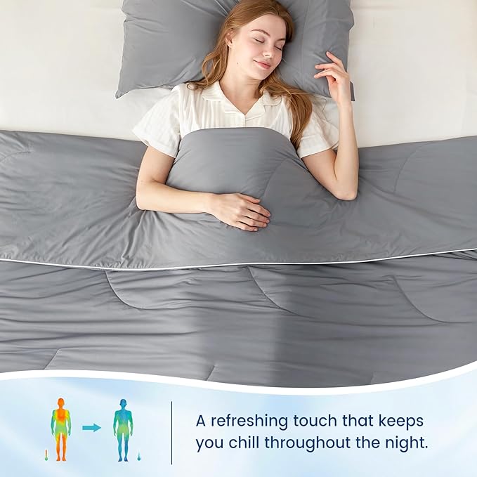 Cozy Bliss Cooling Comforter King Size Dual-Sided, Ultra-Soft Cooling Blankets for Hot Sleepers and Night Sweats, Breathable Lightweight Silky Smooth, Dark Grey