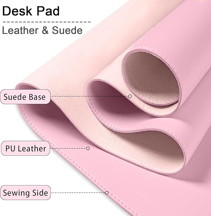 Large Desk Pad, 47.2" x 17" PU Leather Desk Mat for Desktop, Non-Slip Office Desk Mat for Desk, Desk Blotter Pad, Waterproof Computer Pad for Desk, Keyboard Mats for Home & Office (Fairy Tale Pink)