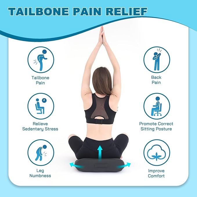 Office Chair Cushions for Back and Butt, Ergonomic Chair/Seat Cushion for Long Sitting, Sitting Pillow for Automobile, Wheelchair, Computer,Office Chair Hip Support Grey