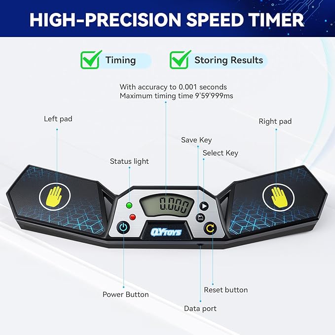 Speed Cube Timer, Cube Race Stack Competition Accuracy to 0.001 Seconds, Speed Stacks Timer with Display, Great Gift for Boys and Girls
