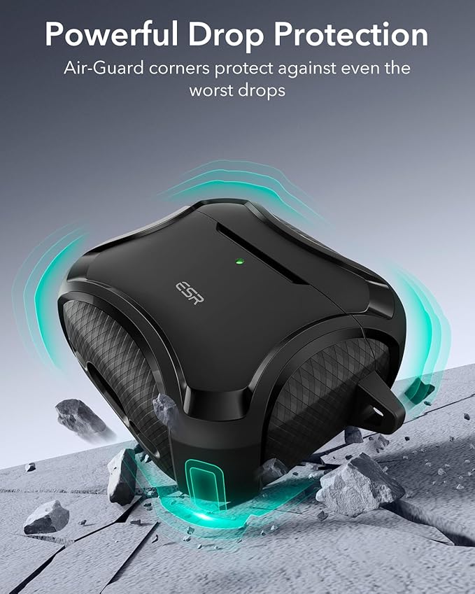 ESR for AirPods 4 Case, Compatible with AirPods 4th Generation Case (2024), Compatible with MagSafe, Powerful Drop Protection, Magnetic Lid, Cyber Series, Black