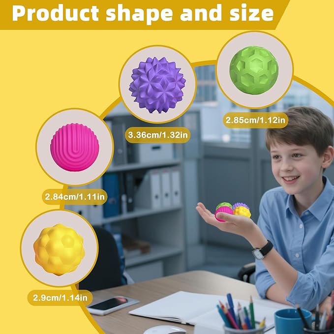 4 Pieces Fidget Toys Adults Magnetic Fidget Balls Silicone Magnetic Fidgets Anxiety Relief Items for Anxiety ADHD Portable Desk Toys for Office Travel Home Party Gift Class Prizes(Colorful, 4)