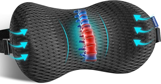 Lumbar Support Pillow for Office Chair Car Back Support Pillow, Memory Foam Gaming Chair Desk Chair Back Cushion for Lower Back Pain Relief, Ergonomic Back Rest