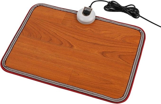 Electric Heated Floor Mats Under Desk, Heated Foot Warmer - 110v Toes Warming Heater for Office and Home(Wood grain)