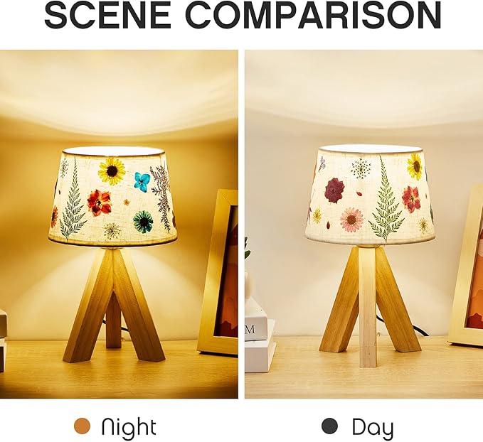 Hortsun Pressed Floral Lamp Bedside Vintage Flower Desk Lamp for Bedroom Living Room, Dorm, Home, Office Decor(1 Pcs,Triangle Style)
