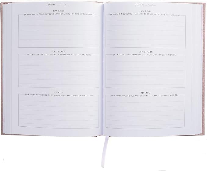 Graphique Self-Care Journal - Gratitude - 256 Pages - Weekly Quote & Daily Fill in Interiors - Hardbound Fabric Cover - Ribbon Marker (6" x 8")