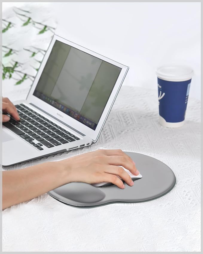 Ergonomic Mouse Pad Wrist Support, Comfortable Mouse Pad Wrist Rest, Relieve Wrist Pain Gel Mouse pad, Non-Slip Rubber Base Mousepad for Laptop, Computer, Prefect for Office & Home(Gray
