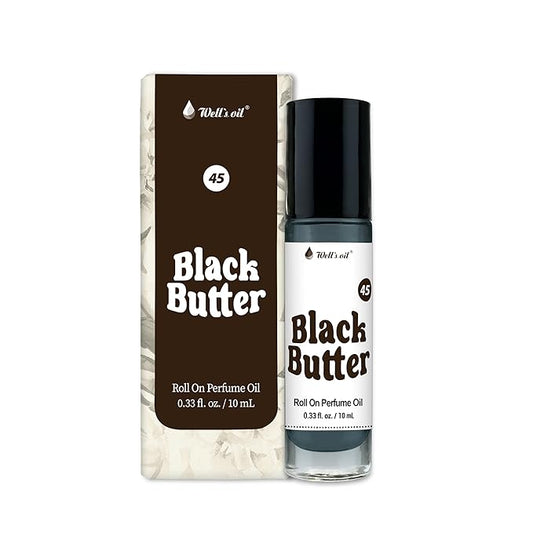 Well's Oil Roll-On Perfume Oil (Black Butter) | Fruits & Wood Notes | Long-Lasting | Paraben-Free | 0.33 Fl Oz / 10 ml