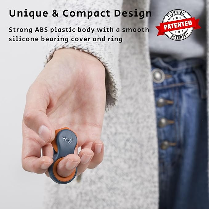 Yogi Fidget Toy – Silent Sensory Spinner for Adults & Kids – Stress Relief Fidgets for ADHD, Anxiety – Fidget Toys for Adults – Includes 5 Finger-Fit Rings – Work, School & Travel – 3-Pack