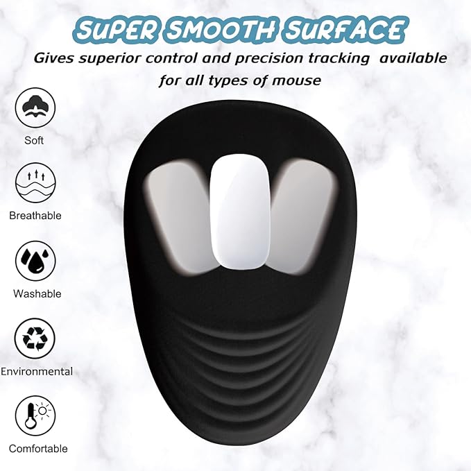 Black Ergonomic Mouse Pad Wrist Support, Mouse Pad with Wrist Rest, Memory Foam Massage Design & Non-Slip PU Base Cute MousePads for Pain Relief, Desk, Office, Home