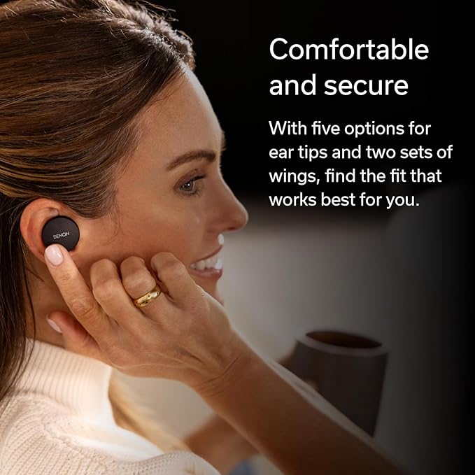 Denon PerL True Wireless Earbuds - Active Noise Cancelling, Bluetooth, Personalized Sound with Masimo Adaptive Acoustic Technology, 24-Hr Battery Life, Wireless Charging, White