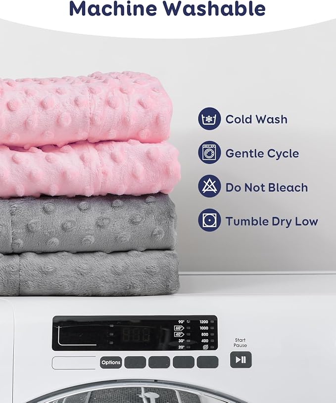 Kivik Weighted Blanket 10lbs, Small Minky Dotted Blankets, Soft Heavy Blanket Throw, Machine Washable, 41 x 60 Inches Grey