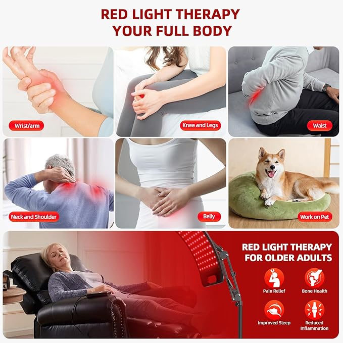 Red Light Therapy Lamp,Infrared Light Therapy with 660nm Visible Red Light & 850nm Invisible Infrared Light with Floor Stand,Infrared Light Therapy for Body