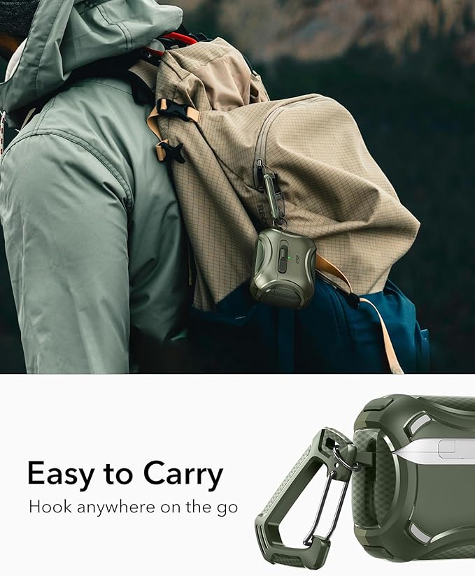 ESR for AirPods Pro 2 Case (2023/2022/2019, 2nd/1st Gen), Compatible with AirPods Pro 2nd Generation (USB-C/Lightning Cable), Effortless MagSafe, Drop-Proof Lock, Easy Open, Cyber Series,Army Green