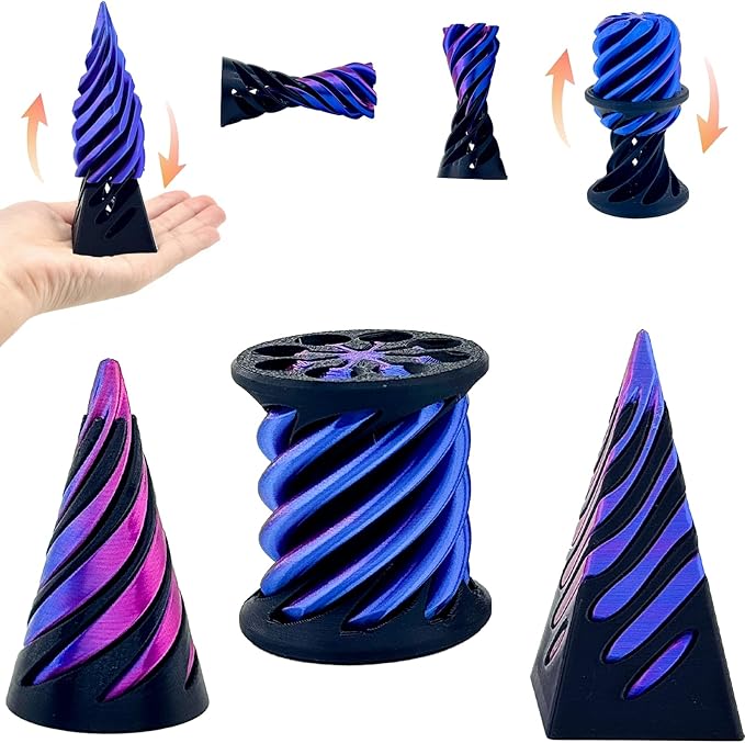 3 Pack Spiral Cone Fidget Toy, Spiral Cone Pass Through Pyramid Fidget for Stress and Anxiety Relaxing