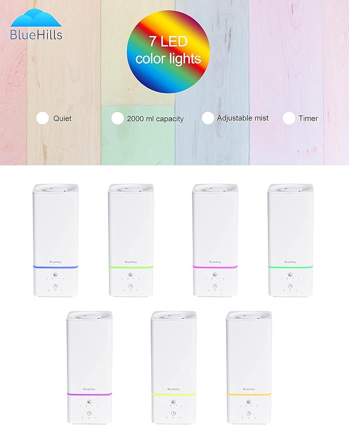 BlueHills 2000 ML Essential Oil Diffuser Humidifier Combo Square White Aroma Diffuser for Large Room Home 2 Liter Extra Large Capacity Long Run High Mist Huge Area Modern Design 2L - Solid White H201